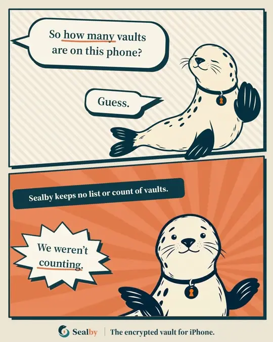Sealby comic about separate vaults without a visible vault list or count.