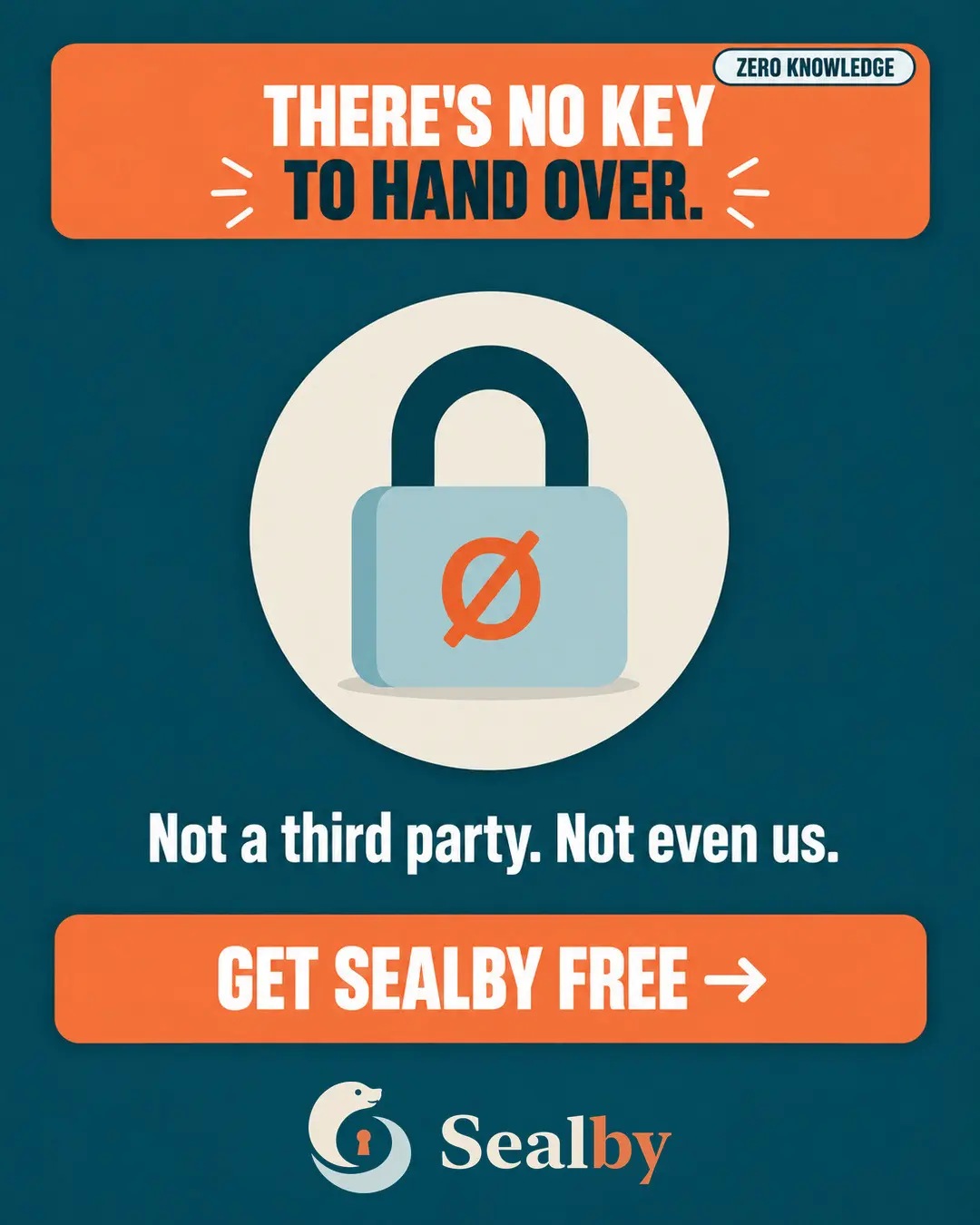 Sealby deniable vault poster about keeping private files hidden when a phone is handed over.