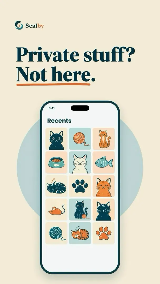 Animated English Sealby reel showing why private photos and files do not belong in ordinary phone storage.